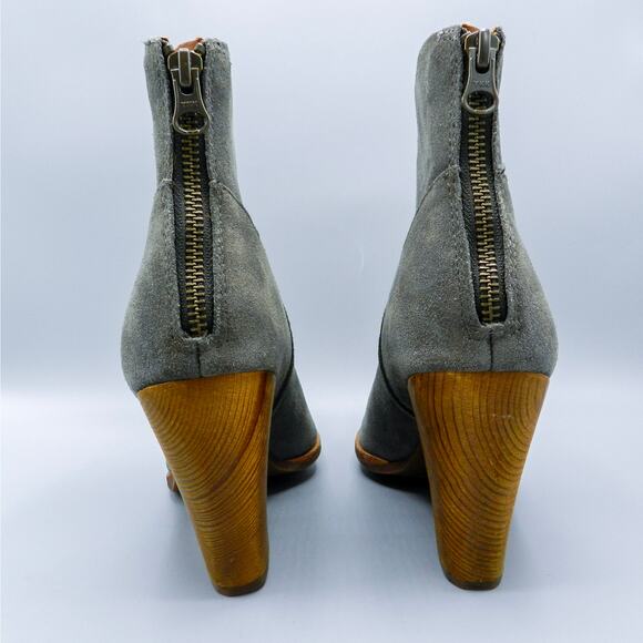 Kork Ease Lapra Western Booties Size 9 Gray Suede Leather Wedge Heel Ankle Zip - Picture 7 of 11
